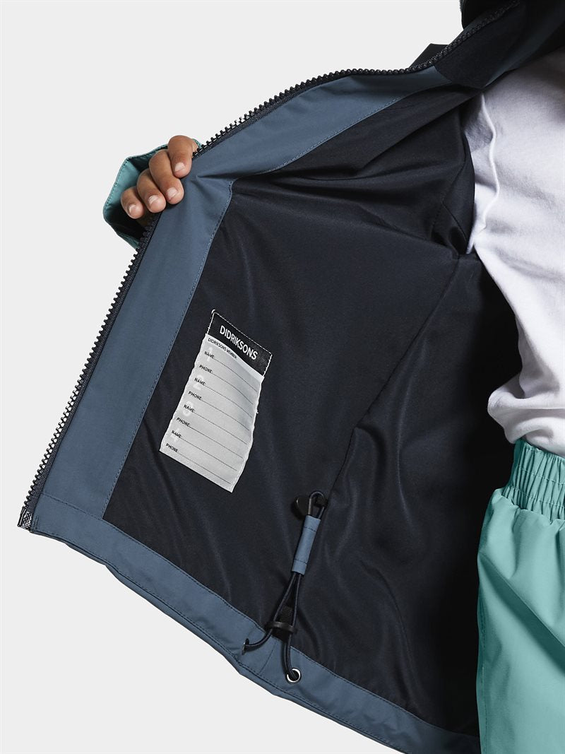 Ash Shell Jacket 2 Turquoise Kids - Didriksons