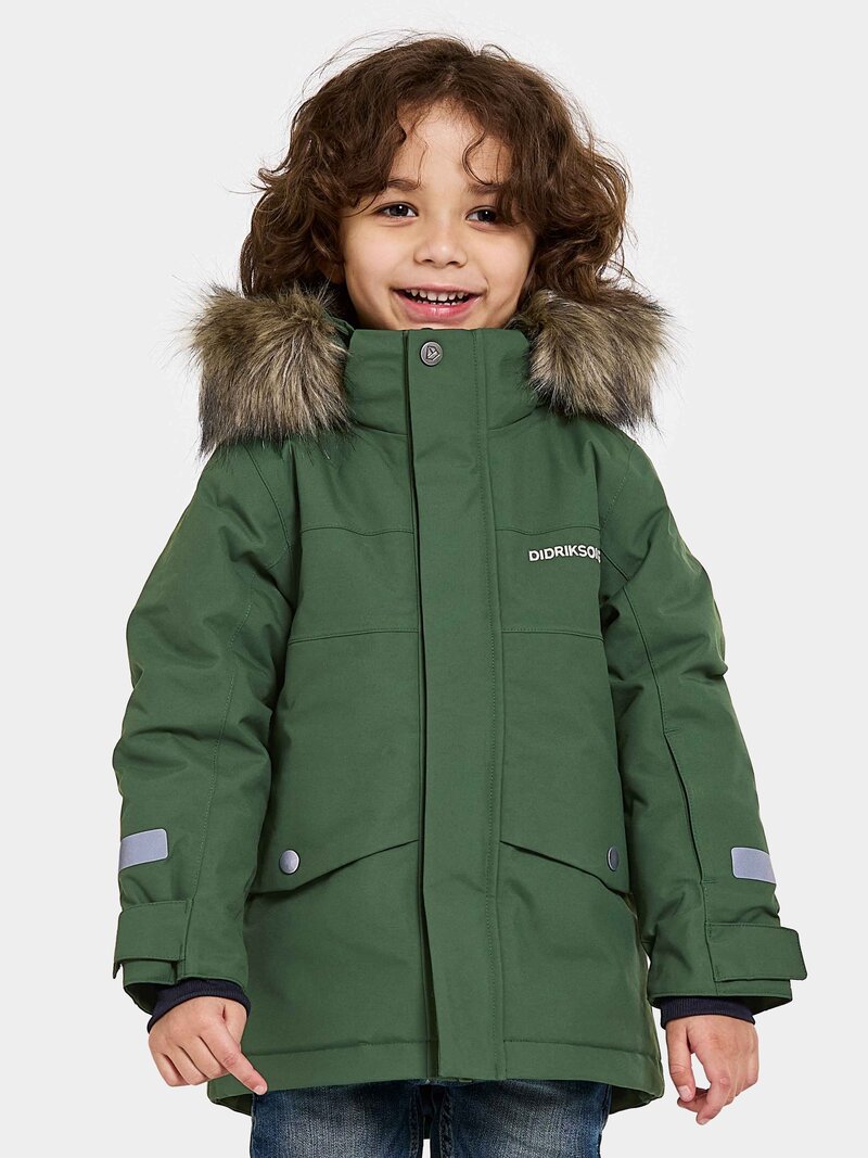 Bjärven Vinterparkas Barn Pine Green Didriksons