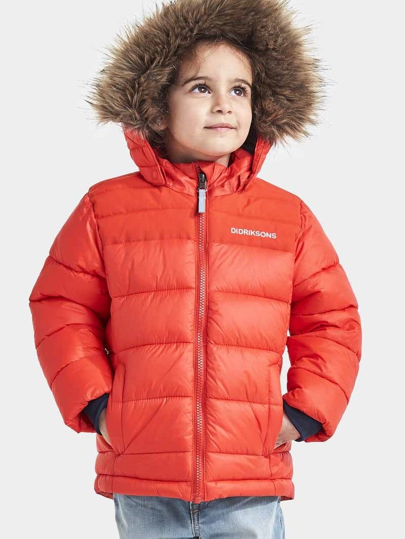 Digory Puff Kids' Winter Jacket Orange-Red - Didriksons