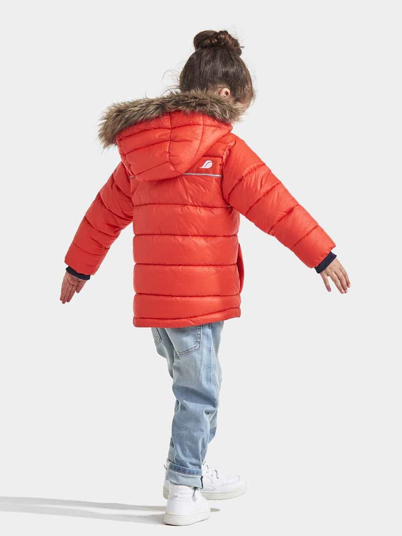 Digory Puff Kids' Winter Jacket Orange-Red - Didriksons