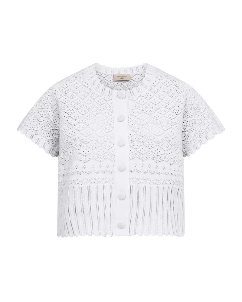 Dodo Kortärmad Cardigan Dam Brilliant White | Smilebutiken - Freequent