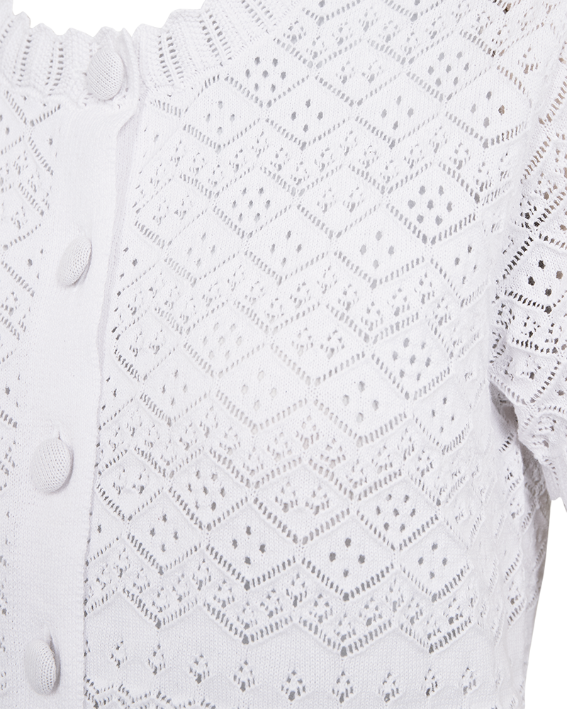 Dodo Kortärmad Cardigan Dam Brilliant White | Smilebutiken - Freequent