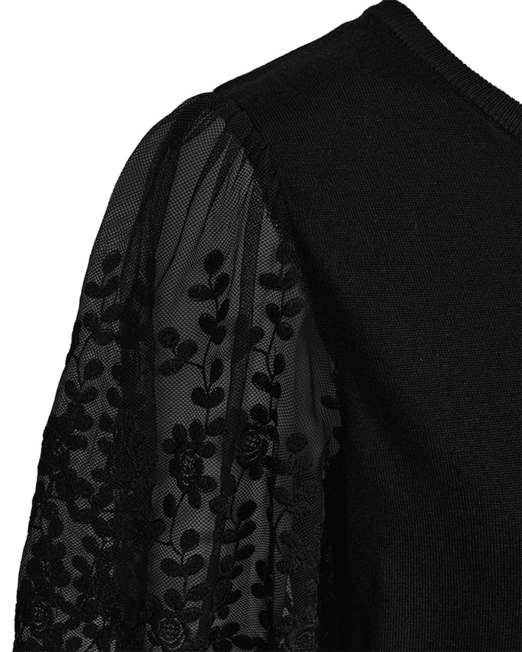 Dotka Topp med Spetsärmar Dam Svart Black | Smilebutiken – Freequent