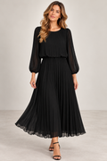 Eivor Plisserad Klänning Dam Svart Black | Smilebutiken - Caramelle Fashion