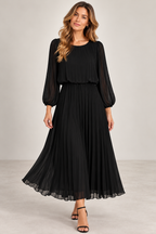 Eivor Plisserad Klänning Dam Svart Black | Smilebutiken - Caramelle Fashion