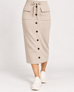 Elise Stickad Midilång Kjol Dam Beige | Smilebutiken - Chica London
