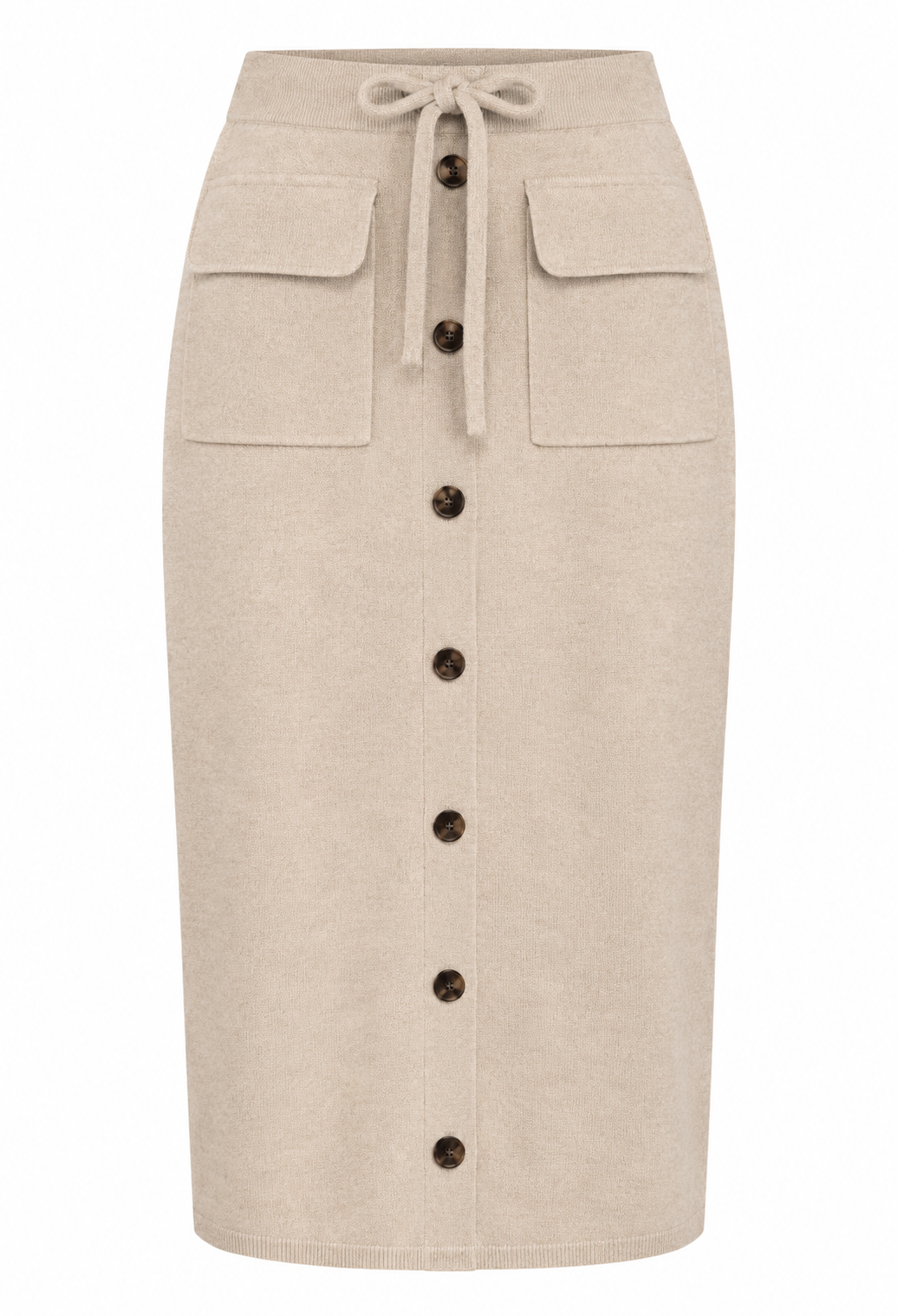 Elise Stickad Midilång Kjol Dam Beige | Smilebutiken - Chica London