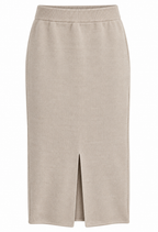Elise Stickad Midilång Kjol Dam Beige | Smilebutiken - Chica London