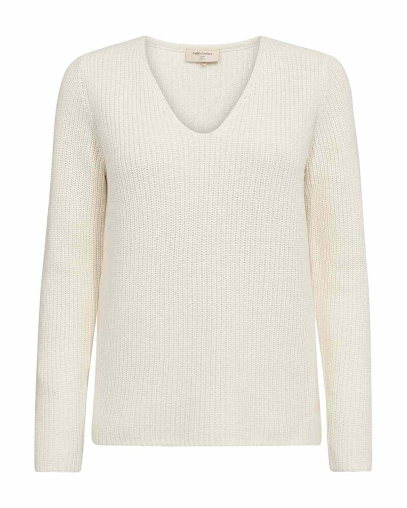 Ellis V-ringad Tröja Dam Off-white | Smilebutiken - Freequent