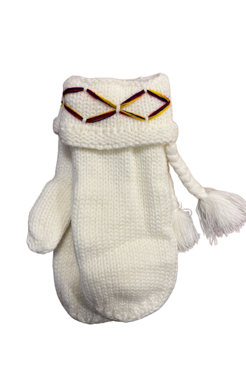 Emilia Thumb Mitten with Tassels Women White WIGES