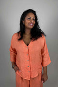 Ester Linneblus Dam Orange | Smilebutiken - Camicia
