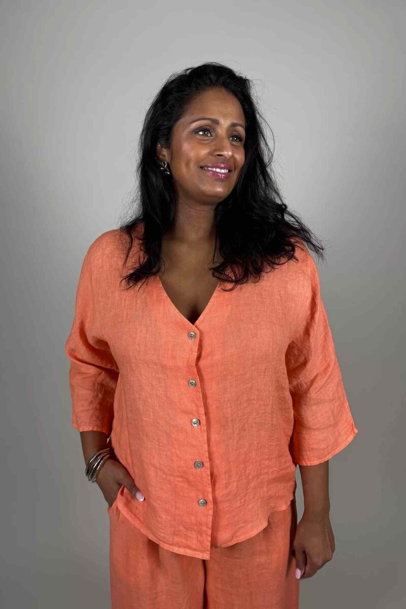 Ester Linneblus Dam Orange | Smilebutiken - Camicia
