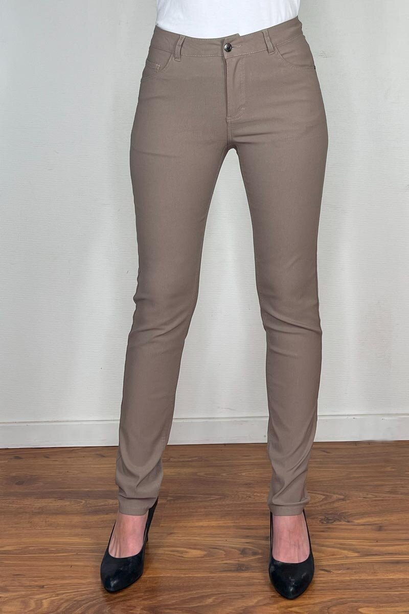 Adina Stretch Trousers Women Taupe Gray Freequent