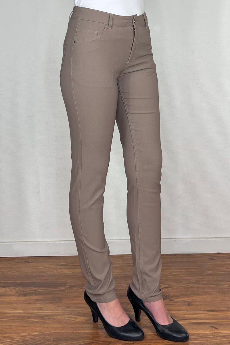 Adina Stretch Trousers Women Taupe Gray Freequent
