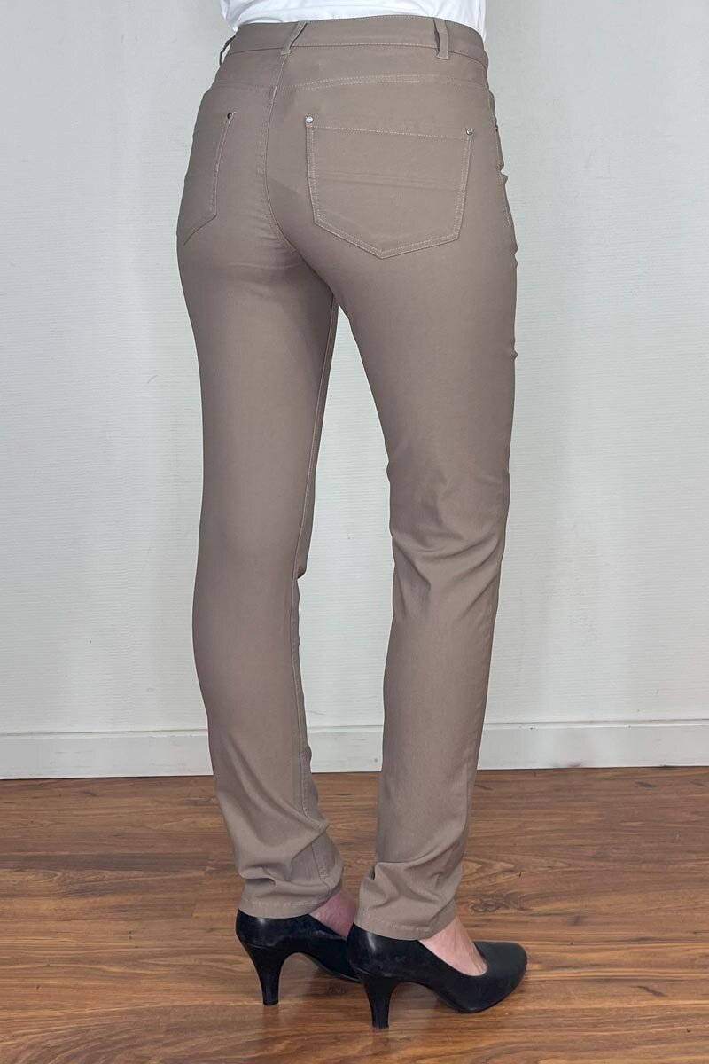 Adina Stretch Trousers Women Taupe Gray Freequent