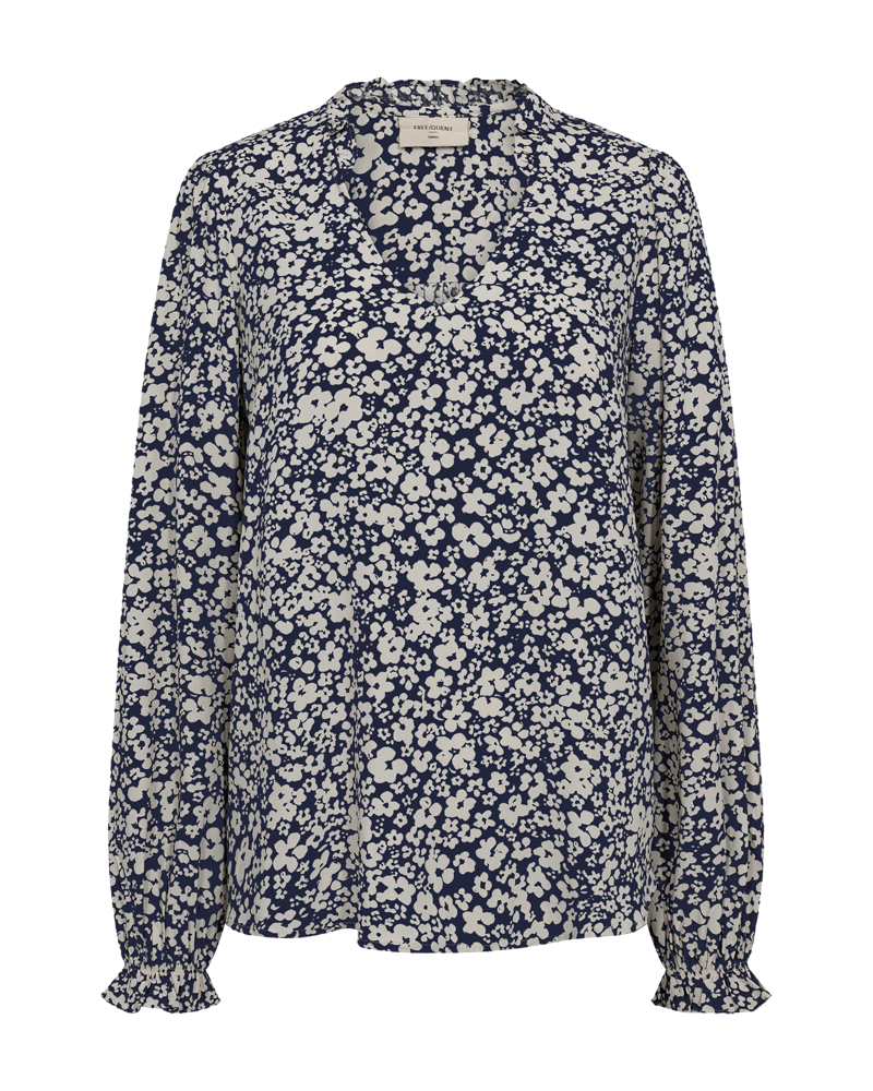 Adney V-ringad Blus Dam Navy Blazer W Moonbeam Freequent