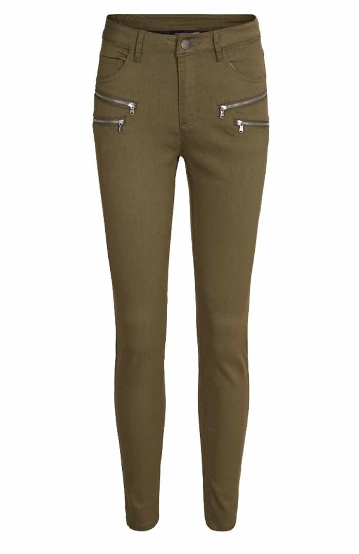 Aida PA Stretch Trousers 7/8 Women Olive Night - Freequent
