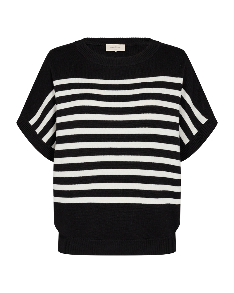 Ani Kortärmad Pullover Dam Black w. OffWhite Freequent