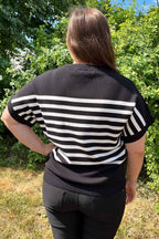 Ani Kortärmad Pullover Dam Black w. OffWhite Freequent