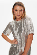 Basic Sequin Dress Women Crockery W Silver Freequent