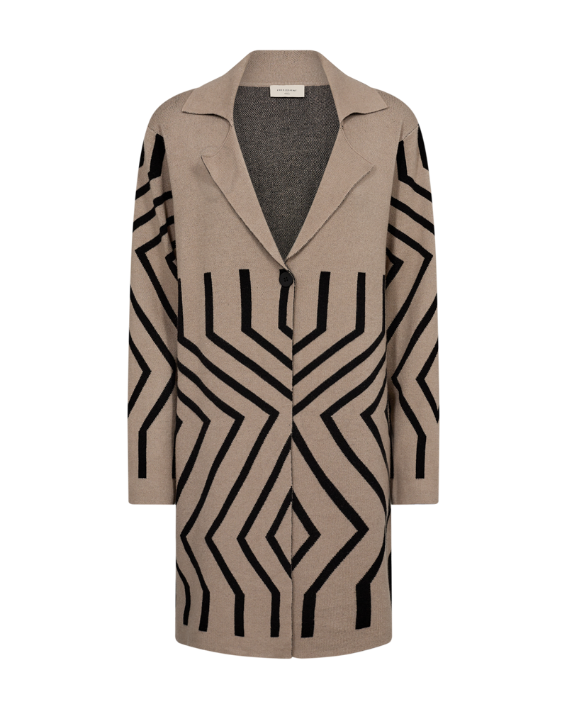 Claura Cardigan Dam Simply Taupe W Black Freequent