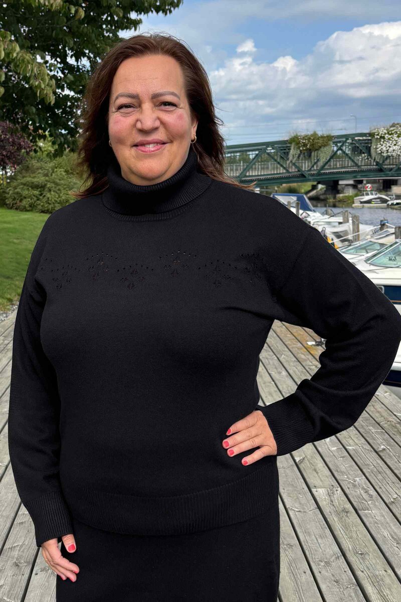 Claura Pullover Polo Dam Black Freequent