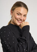 Dotka Finstickad Tröja med Strass Dam Svart Black | Smilebutiken – Freequent