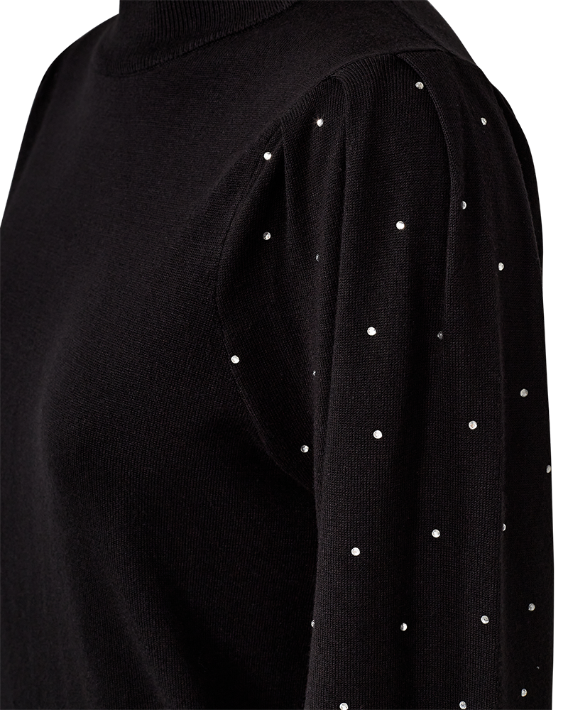 Dotka Finstickad Tröja med Strass Dam Svart Black | Smilebutiken – Freequent