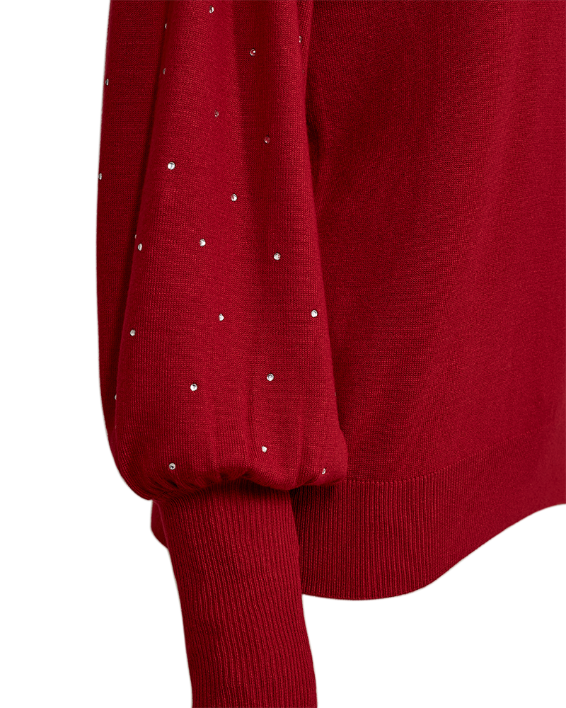 Dotka Finstickad Tröja med Strass Dam Röd Chili Pepper | Smilebutiken – Freequent
