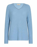Ellis V Långärmad Tröja Chambray Blue Dam - Freequent