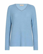 Ellis V Långärmad Tröja Chambray Blue Dam - Freequent