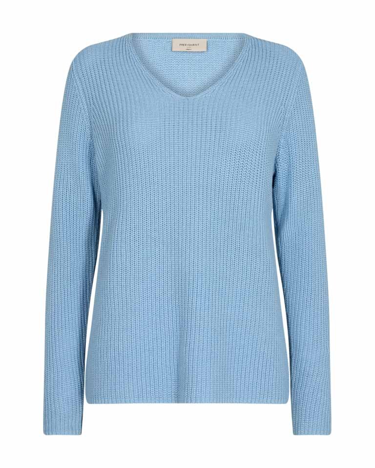 Ellis V Långärmad Tröja Chambray Blue Dam - Freequent