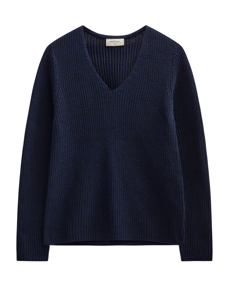 Ellis V-ringad Tröja Dam Navy Blazer Freequent