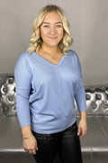 Jone V-Ringad Tröja Dam Chambray Blue - Freequent