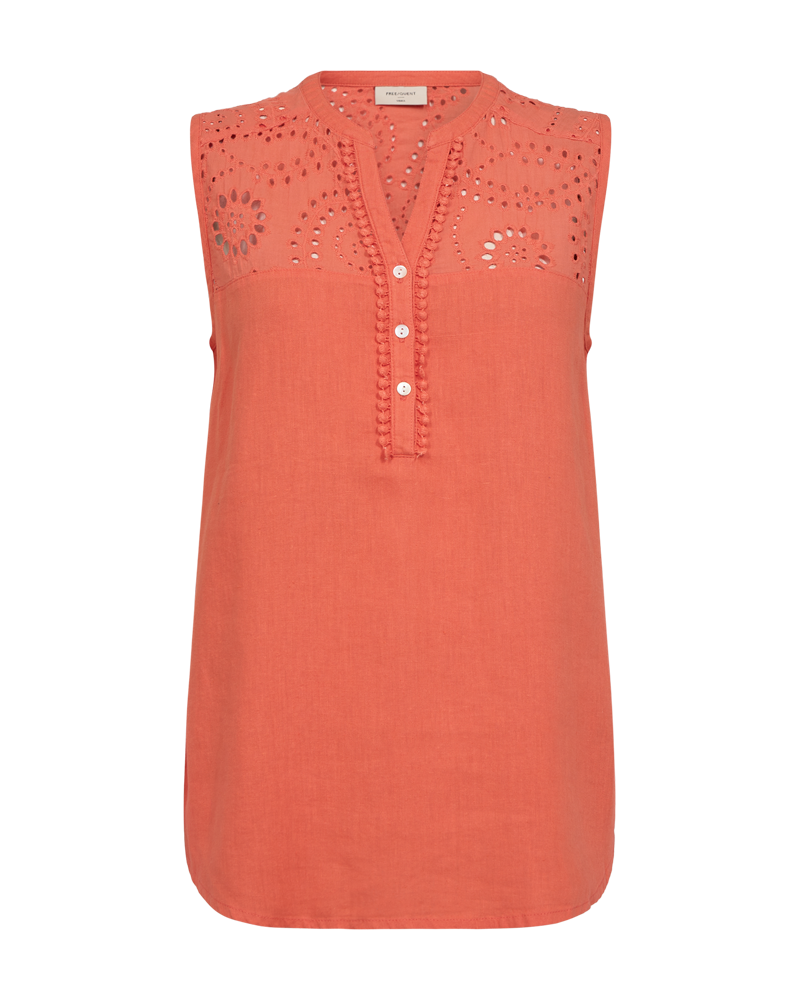 Louis Sleeveless Blouse Women Hot Coral Freequent