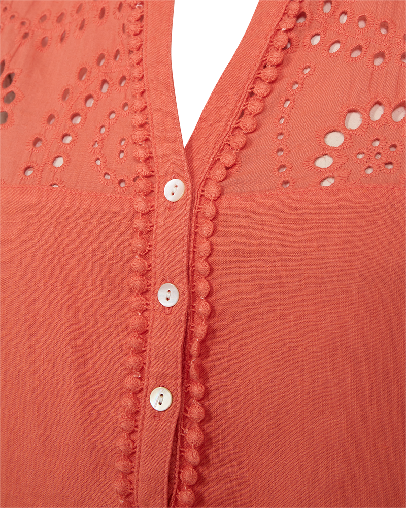 Louis Sleeveless Blouse Women Hot Coral Freequent