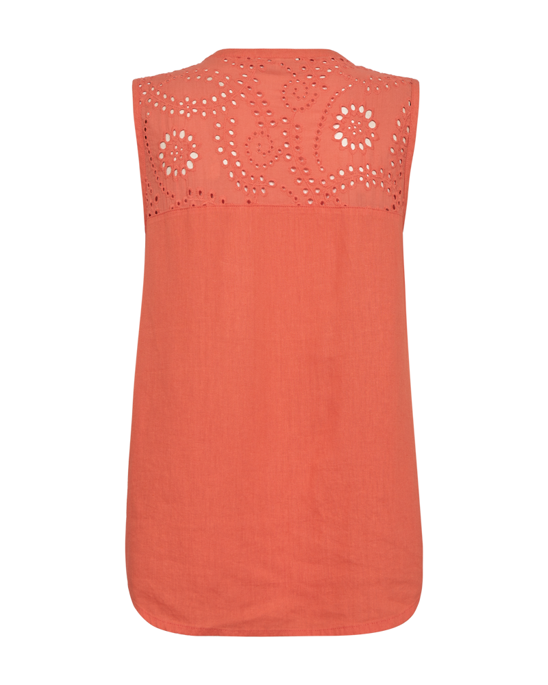 Louis Sleeveless Blouse Women Hot Coral Freequent