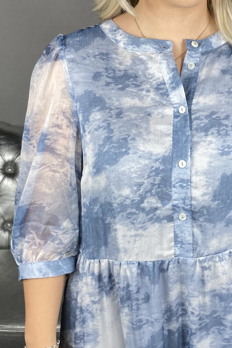 Freequent Marble Dress Women Chambray Blue Mix - Freequent