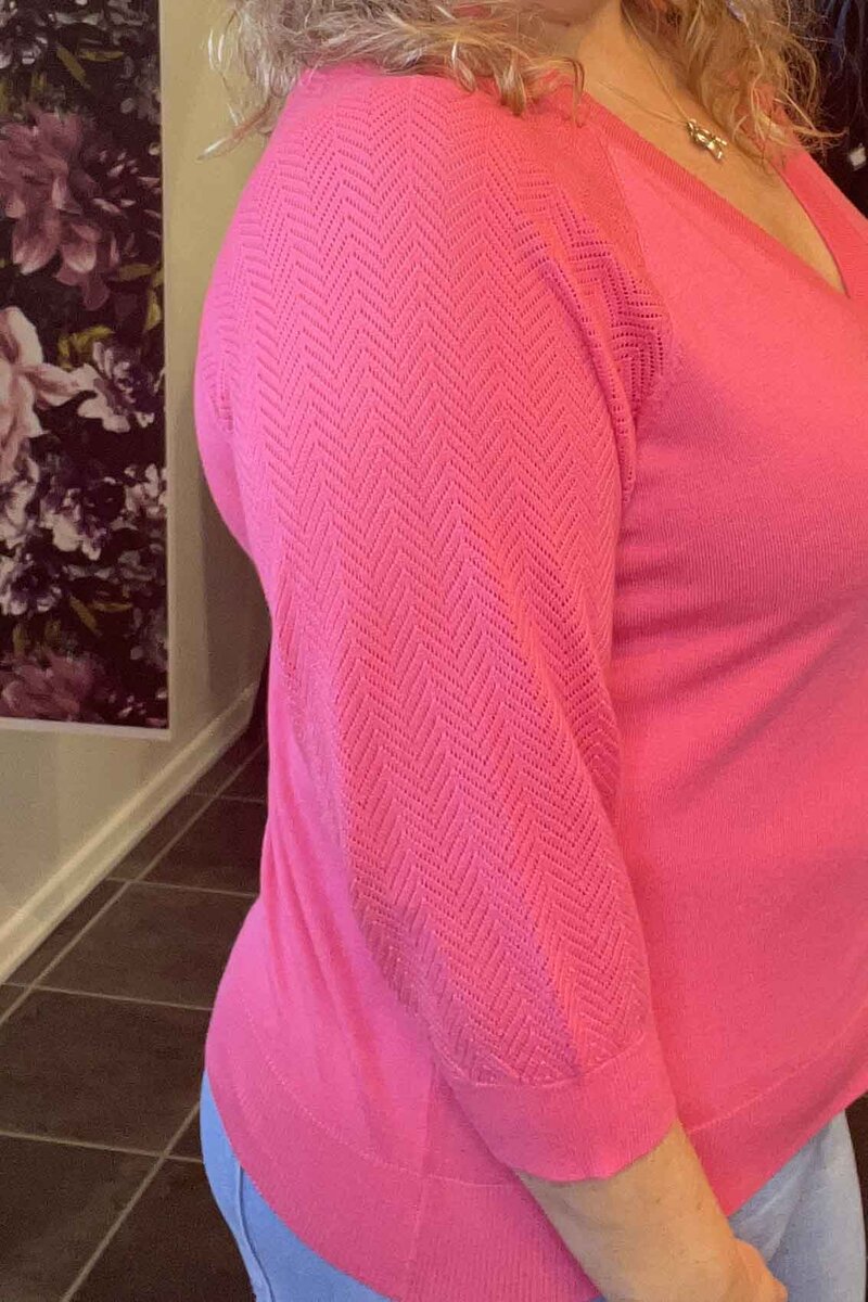 Plain Short Cardigan Women Hot Pink Freequent