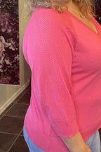 Plain Short Cardigan Women Hot Pink Freequent