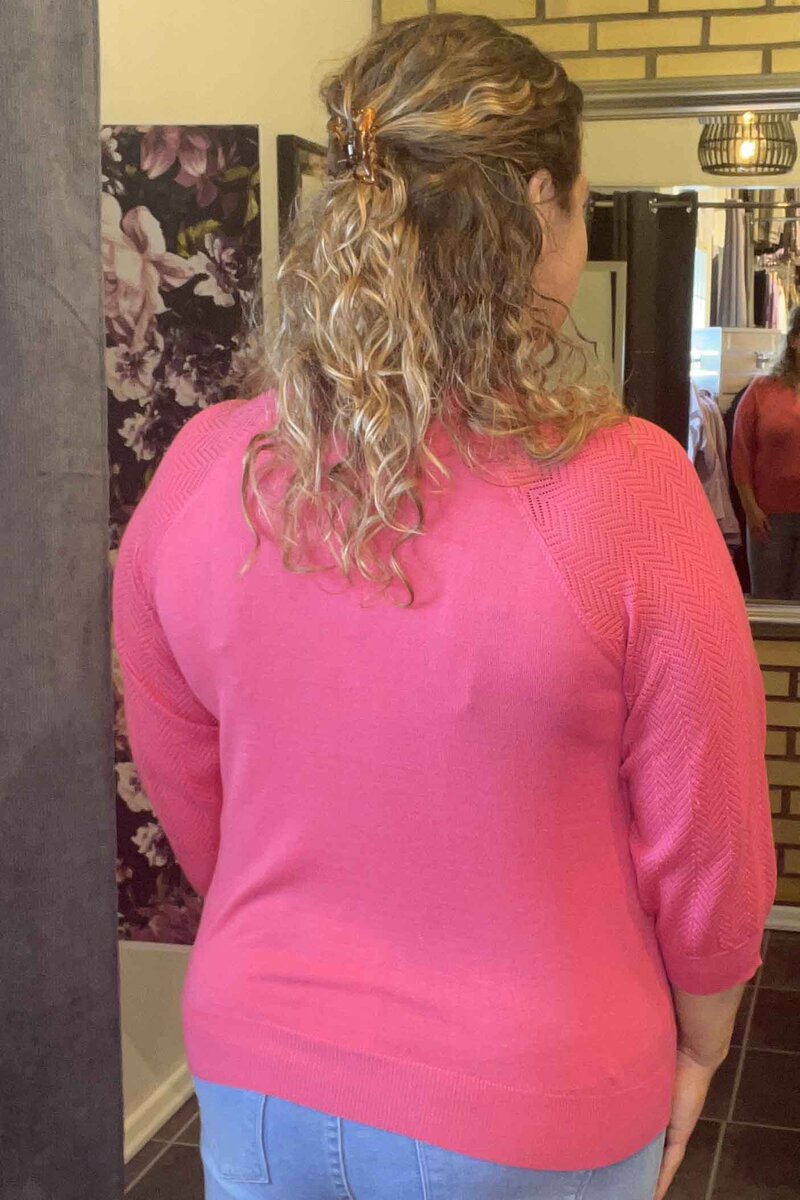 Plain Short Cardigan Women Hot Pink Freequent