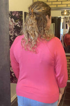 Plain Short Cardigan Women Hot Pink Freequent