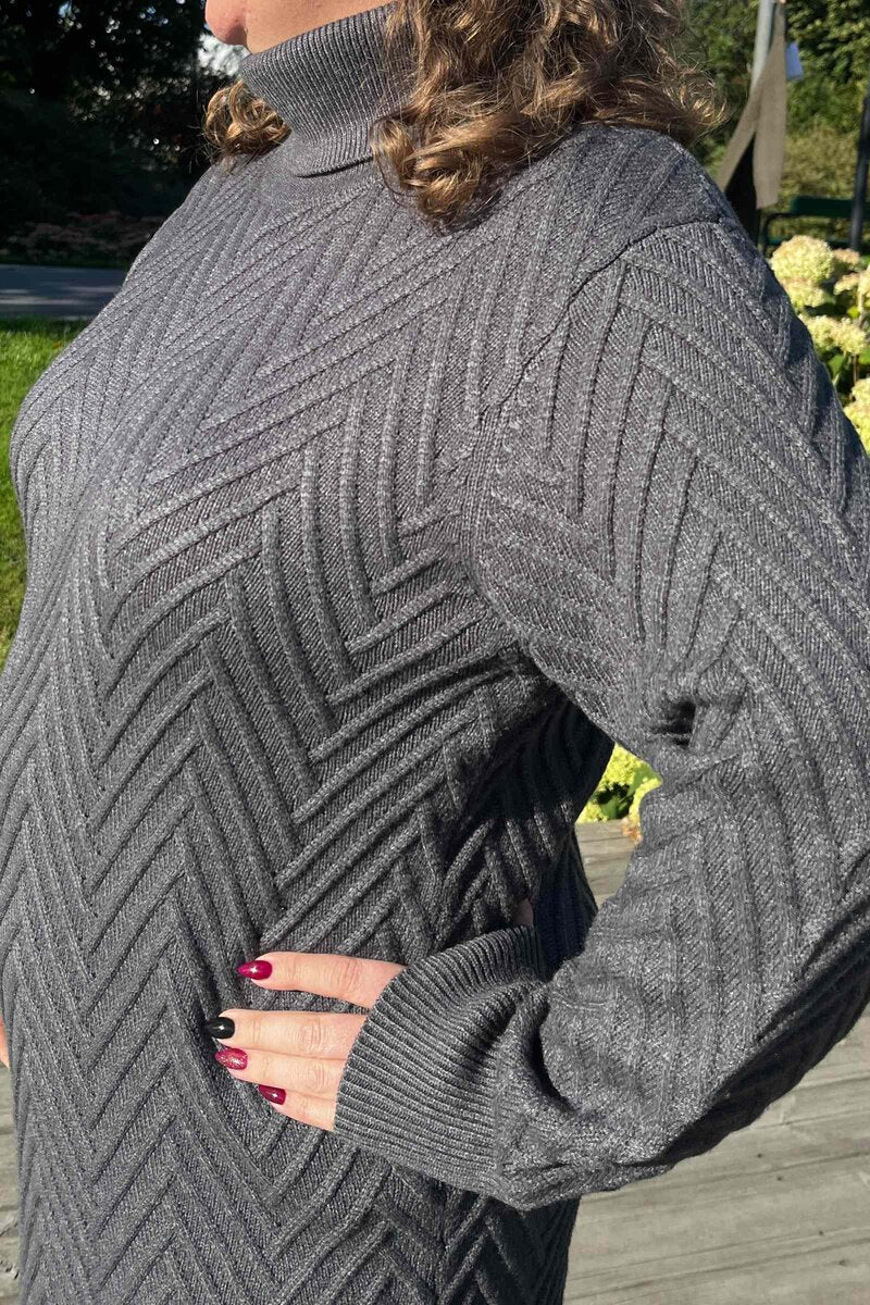 Saturn Knitted Dress Women Dark Grey Mel Freequent