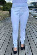 Shantal Denim Ankelbyxor Hög Midja Dam Vit Brilliant White | Smilebutiken - Freequent