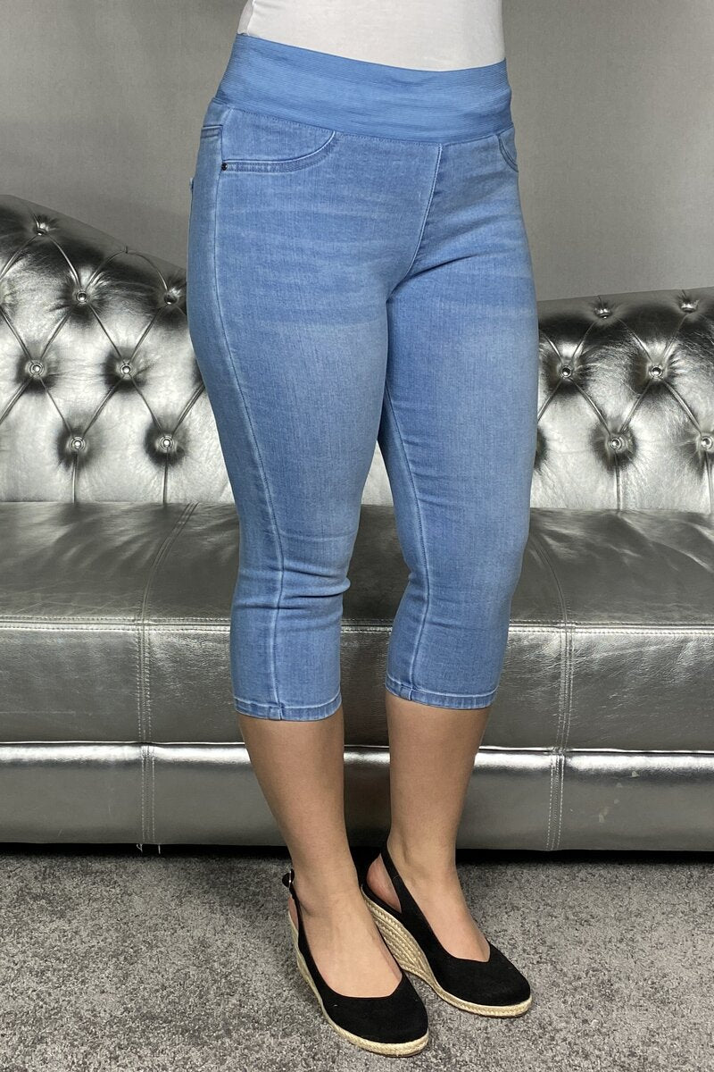 Shantal Capri Denim Dam Ljusblå Light Blue Denim | Smilebutiken - Freequent