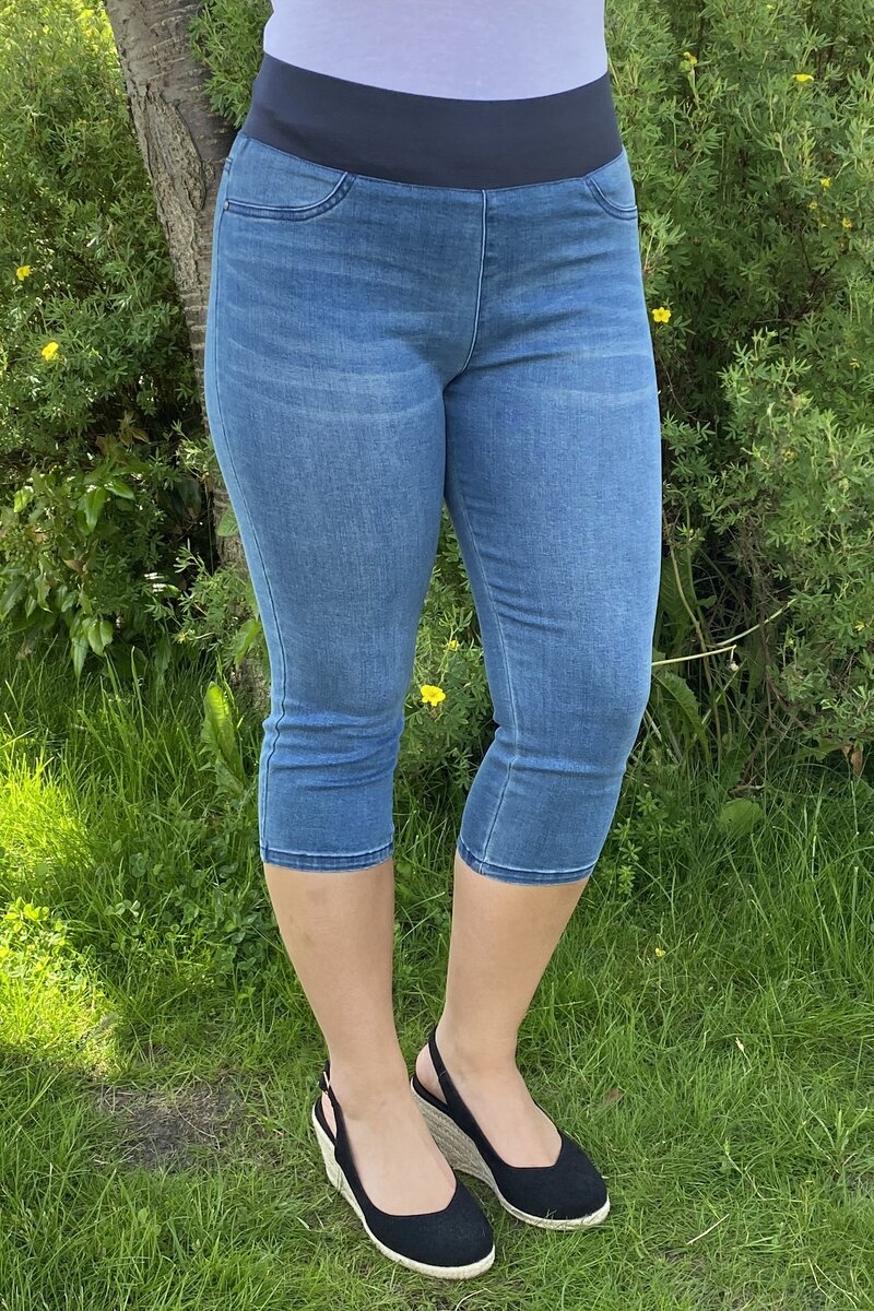 Shantal Capri Denim Dam Mellanblå Medium Blue Denim | Smilebutiken - Freequent