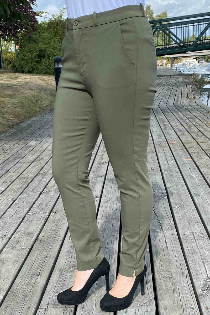 Solvej Ankle Trousers Women Olive Night Freequent
