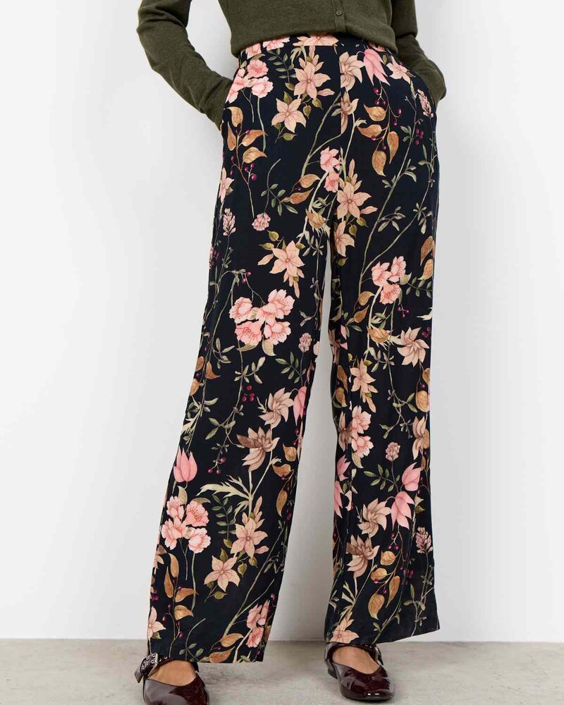 Grace 3 Floral Trousers Women Black Combi | Smilebutiken - Soyaconcept