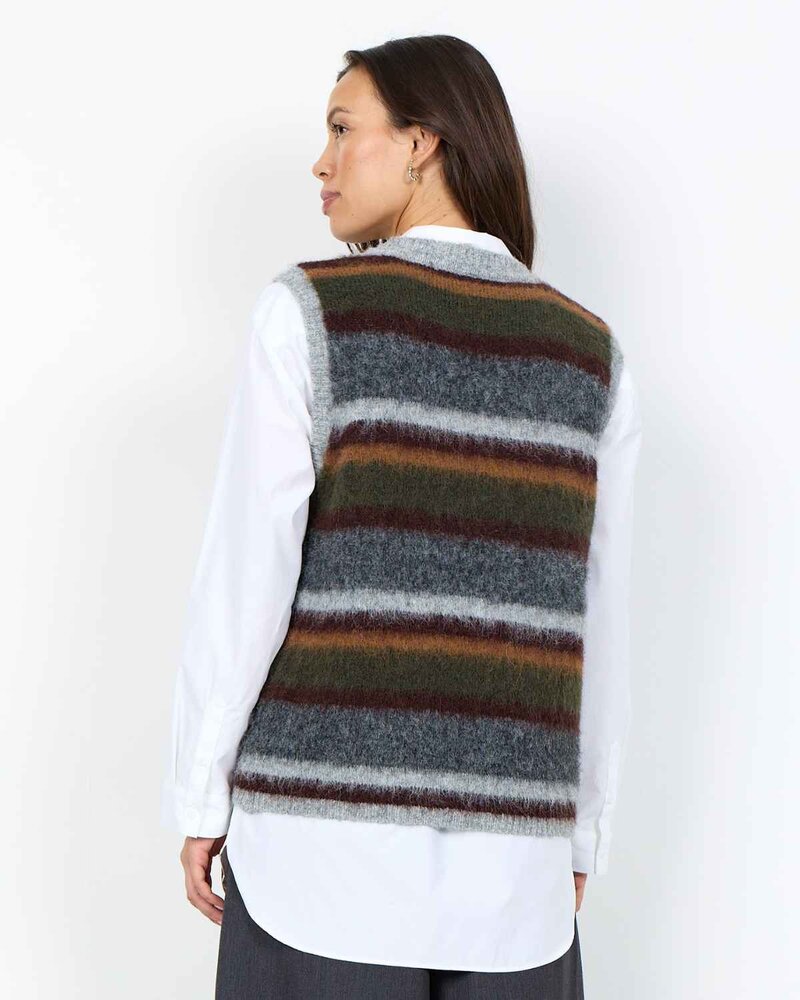 Hadil 1 Knitted Vest Women Forest Night Melange Combi | Smilebutiken - Soyaconcept