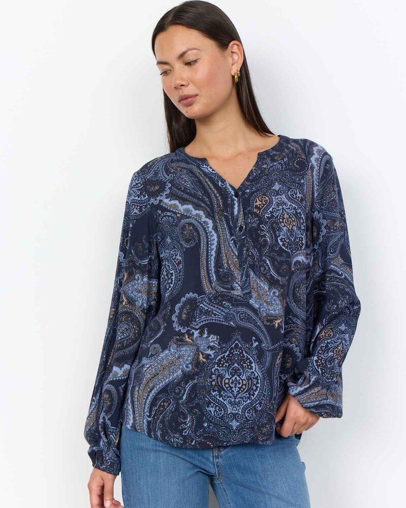 Halna 2 Paisleymönstrad Blus Dam Navy Combi | Smilebutiken - Soyaconcept